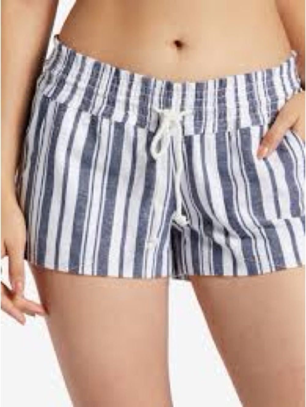 ROXY Oceanside Striped Beach Shorts Linen Blend size Large